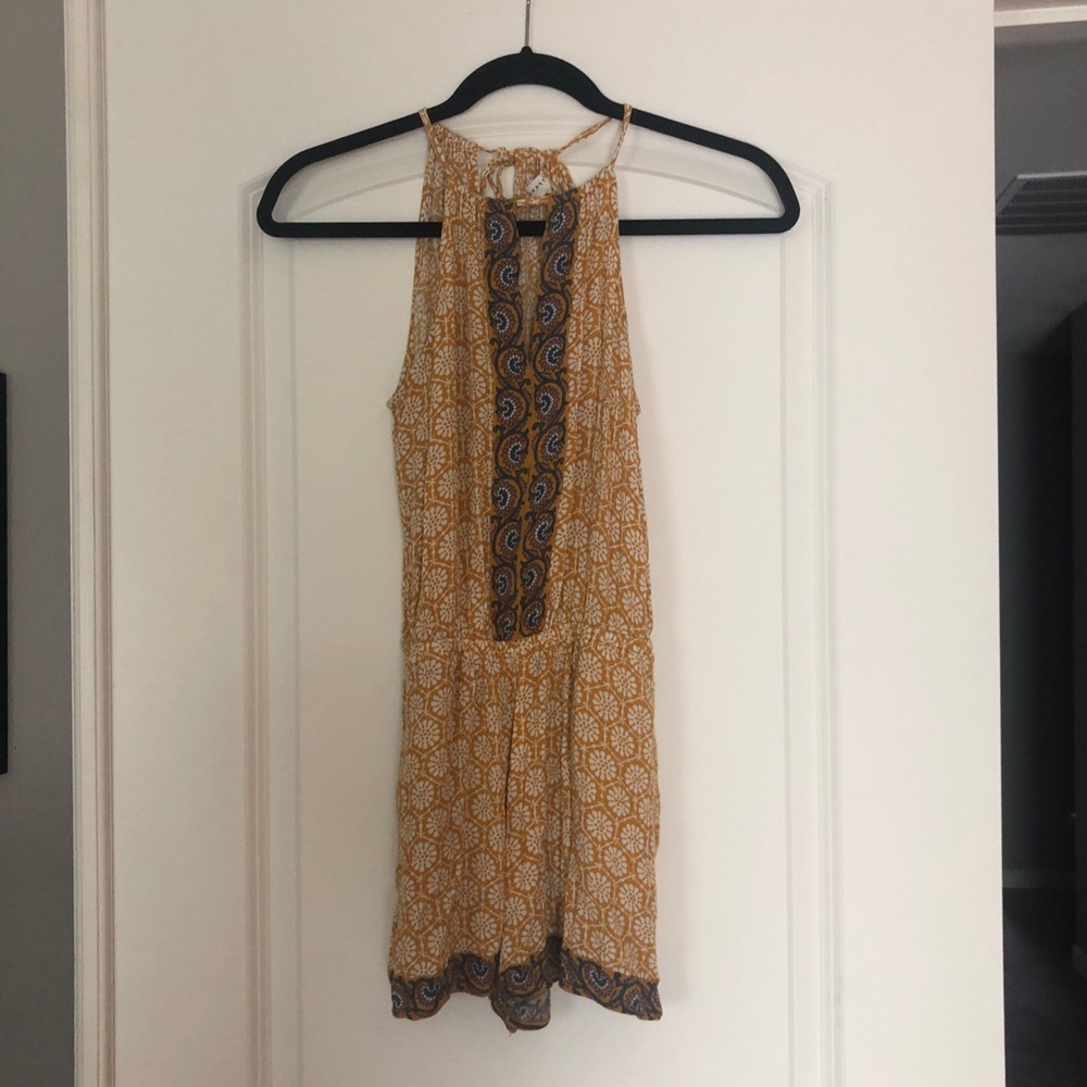 4/$25 bohemian keyhole yellow romper